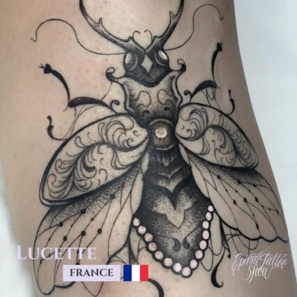 Lucette - Doll and skull tattoo - France (3)