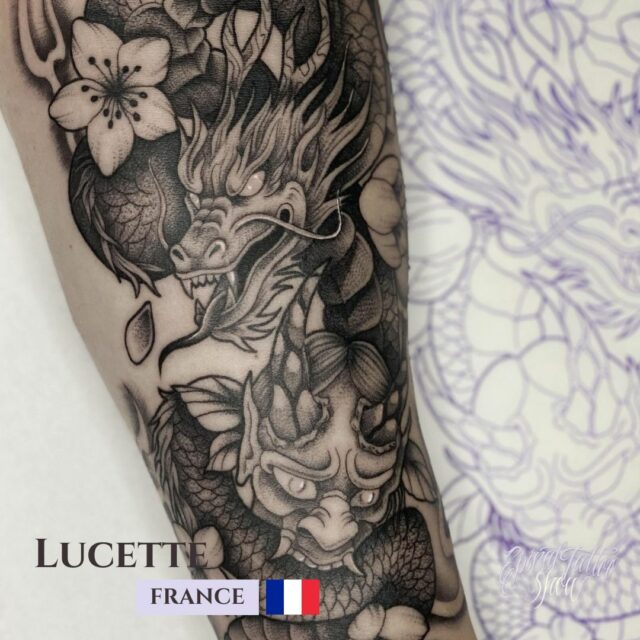 Lucette - Doll and skull tattoo - France