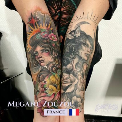 Megane Zouzou - Doll and Skull Tattoo - France (2)